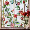 Beautsaid Window Privacy Film Stained Glass, Rainbow Window Film Decorative for Bathroom, Peel and Stick Window Cling Removable(Rose,23.6 x 78.7 inch)