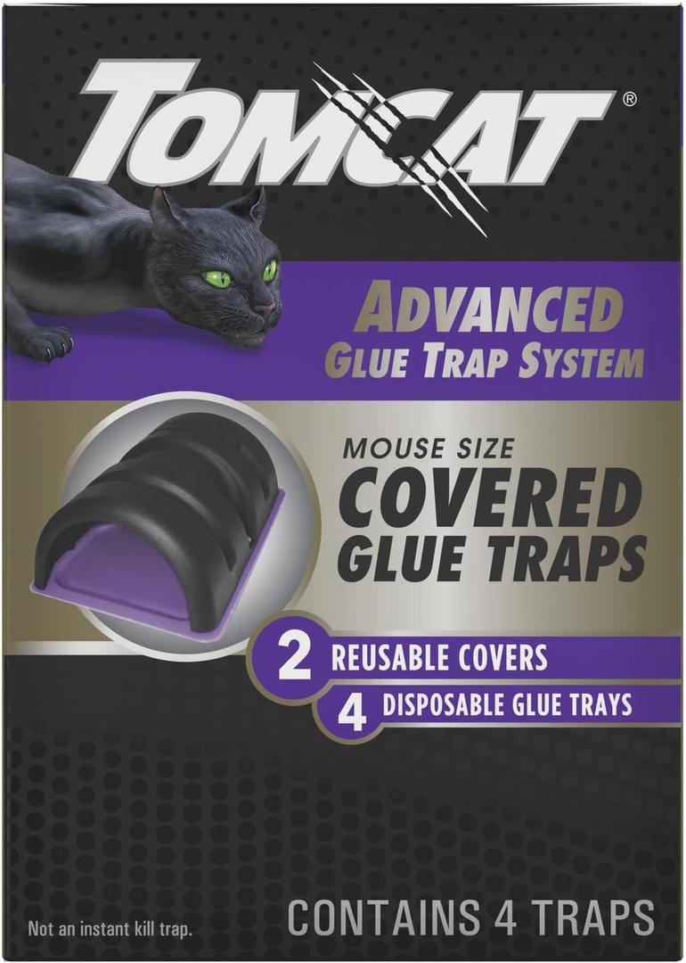 Tomcat Advanced Glue Trap System Mouse Size Covered Glue Traps with 2 Reusable Covers and 4 Disposable Glue Traps (1-Pack)