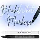 ARTISTRO 2 Black & White Acrylic Paint Markers - 0.7mm Extra Fine-Tip Paint Pens - Perfect for Crafting, Art Projects, & More