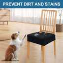 Smiry Waterproof Seat Covers for Dining Room Chairs Set of 4, Stretch Jacquard Removable Washable Chair Seat Slipcovers Protector, No Rear Covers, Black