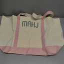 Mahjong Canvas Bag Embroidered American Mahjong Set Incl Tiles Bag and Racks & Pushers Drawstring Bags(Light Pink)