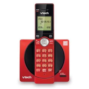 VTech Cordless Phone for Home with Caller ID/Call Waiting, CS6919-16 Landline Phones, Illuminated Keypad, Full Duplex Speakerphone, Wall Mount, Red