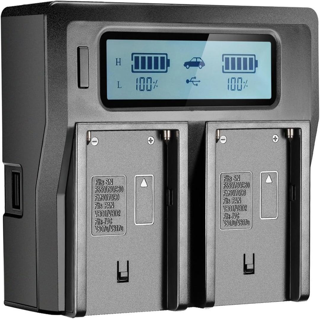 LCD Dual Channel Charger for Sony BP-U30 BP-U60 BP-U90 Battery and PXW-FS5/PXW-FS7/PXW-X180,PMW-100/150/160,PMW-200/300,PMW-EX1/EX1R,PMW-EX3/EX3R,PMW-EX280, PMW-F3/F3K/F3L Camcorders