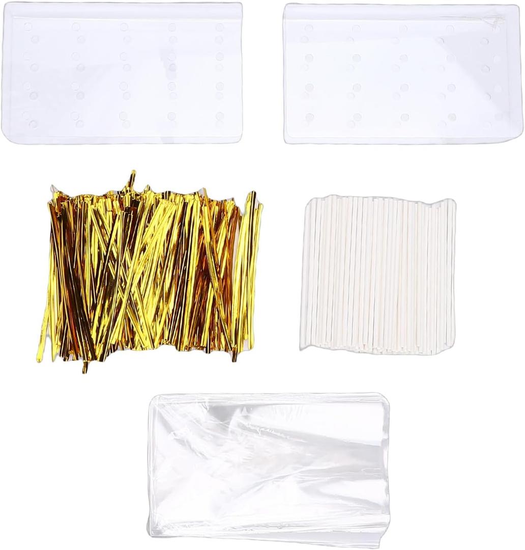 MAVIS LAVEN Cake Pop Stand, Candy Holder Display Stand Double Layer Design with 100 Sticks Wrapping Papers Cable Ties for Dessert Table Birthdays Baby Shower Weddings