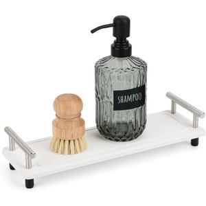 Segbeauty 12x4in Stone Drying Tray for Kitchen Counter, Water Absorbent Fast Drying Diatomaceous Tray, Instant Dry Sink Caddy Countertop Organizer Rack Soap Holder Small Vanity Tray for Bathroom White