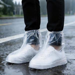 24PCS (12 Pairs) Waterproof Shoe Covers for Rain, Non-Slip Disposable Plastic Shoe Ponchos Boot Covers Waterproof, Clear Heavy Duty Rain Shoe Covers for Men and Women, Outdoor and Indoor