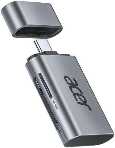 Acer USB C SD 4.0 Card Reader, 2 in 1 UHS-II Micro SD Card Reader to Type C Adapter for MicroSD, SDXC, SDHC, RS-MMC Compatible with iPhone 15/16, MacBook Pro/Air, Laptop, Tablet