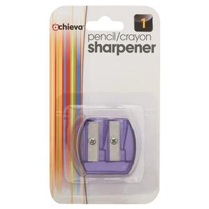 Officemate Achieva Twin Pencil and Crayon Sharpener, Assorted Translucent Colors (30230) 2pcs