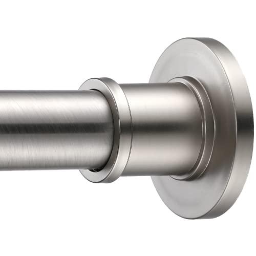 BRIOFOX Industrial Shower Curtain Rod - Rustproof Non-Slip 43-72 Inch 304 Stainless Steel, Brushed Nickel