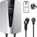 Level 2 EV Charger 48Amp, Indoor/Outdoor Electric Car Charger EVSE SAE J1772, NEMA 14-50 Plug, 25ft Cable, Start Charge Timer, WiFi Enabled