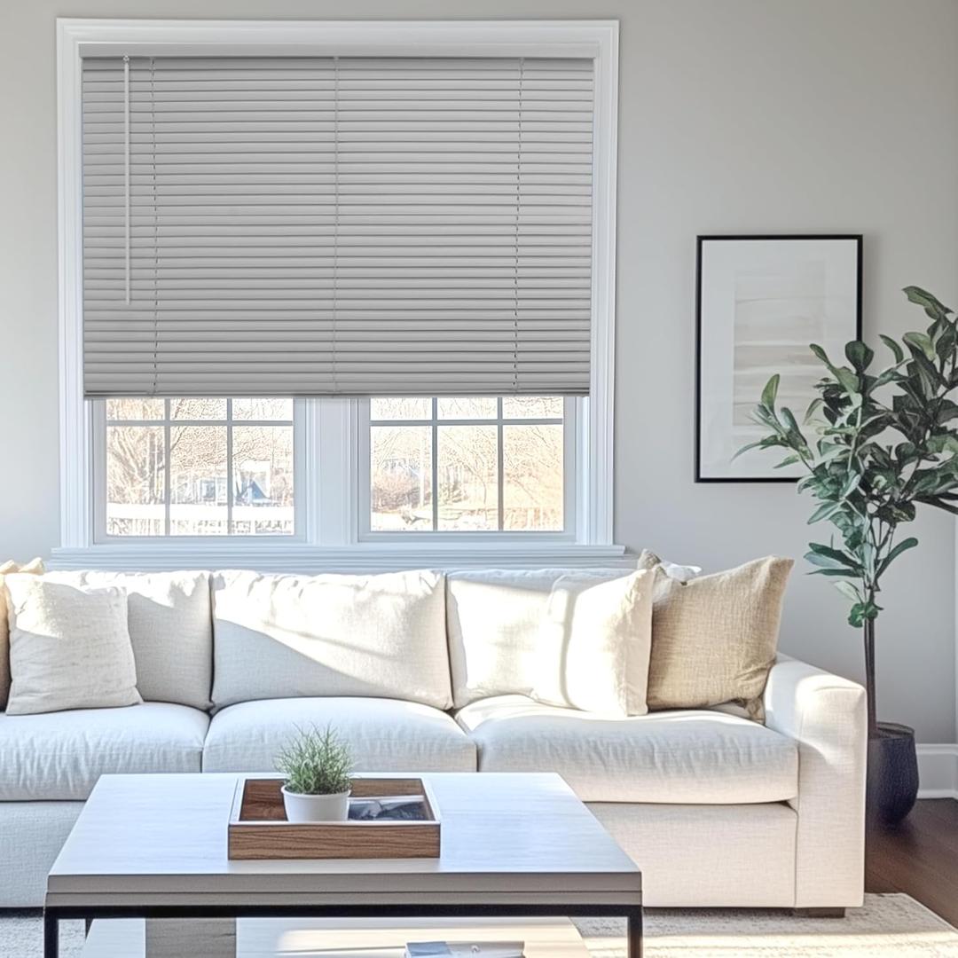 CHICOLOGY Cordless Blinds, 60W x 48H, Gray, Indoor, Window & Door, Blackout, Vinyl, Warp Resistant, Best for Kids, Includes Hardware & Instructions (Gray (Commercial Grade))