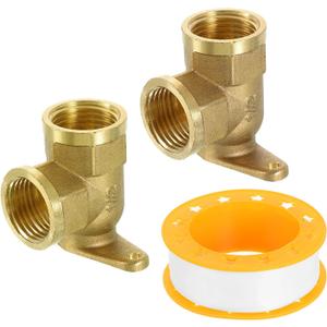 uxcell 2 Pcs 90 Degree Drop Ear Elbow, 1/2 Inch Female x 1/2 Inch Female Brass Plumbing Fittings, Pipe Connector with Base Plate for Air Water Fuel Pipe