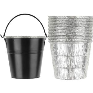 20-Pack Grease Liner and 1 Pack Black Bucket Compatible for Traeger Pro Series 575/780, 22/34 Series, Ironwood 650/885 Grills, Grill Accessories Drip Tray Liner