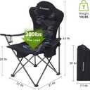 Aohanoi Camping Chairs for Heavy People,Outdoor Folding Camp Chairs for Adults with Cup Holder & Cooler Bag for Outside,Outdoor Lawn Chairs Supports Up to 400lbs