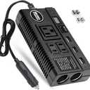 Car Power Inverter 120W 12V 24V DC to 110V AC 4 USB Ports Car Charger Adapter with 3 AC Outlets Dual Cigarette Lighter, Digital LED Display Quick Charging 3.0 for Phones Tablets PC Laptops (120W)