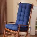 IPYNBAP Rocking Chair Cushion, Waterproof and Fade-Resistant Patio Chair Cushions, Tufted Chair Pads for Rocker Furniture, 18x18 Inch, Indoor/Outdoor Seat Cushions with Ties, Navy Blue