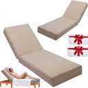 Outdoor Chaise Lounge Cushion 80"x26"x6", Waterproof 6" Extra Thickness Lounge Cushion with Removable Cover, Patio Lounge Chair Cushions Set of 2 for Outdoor Furniture, Khaki