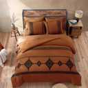 MaiRve Embroidery Comforter Set, Boho Farmhouse Western Bedding Set, All Season Bed in A Bag Comforter Set with Sheets, Pillowcases & Shams, Burnt Orange Oversized Queen 7 Pieces