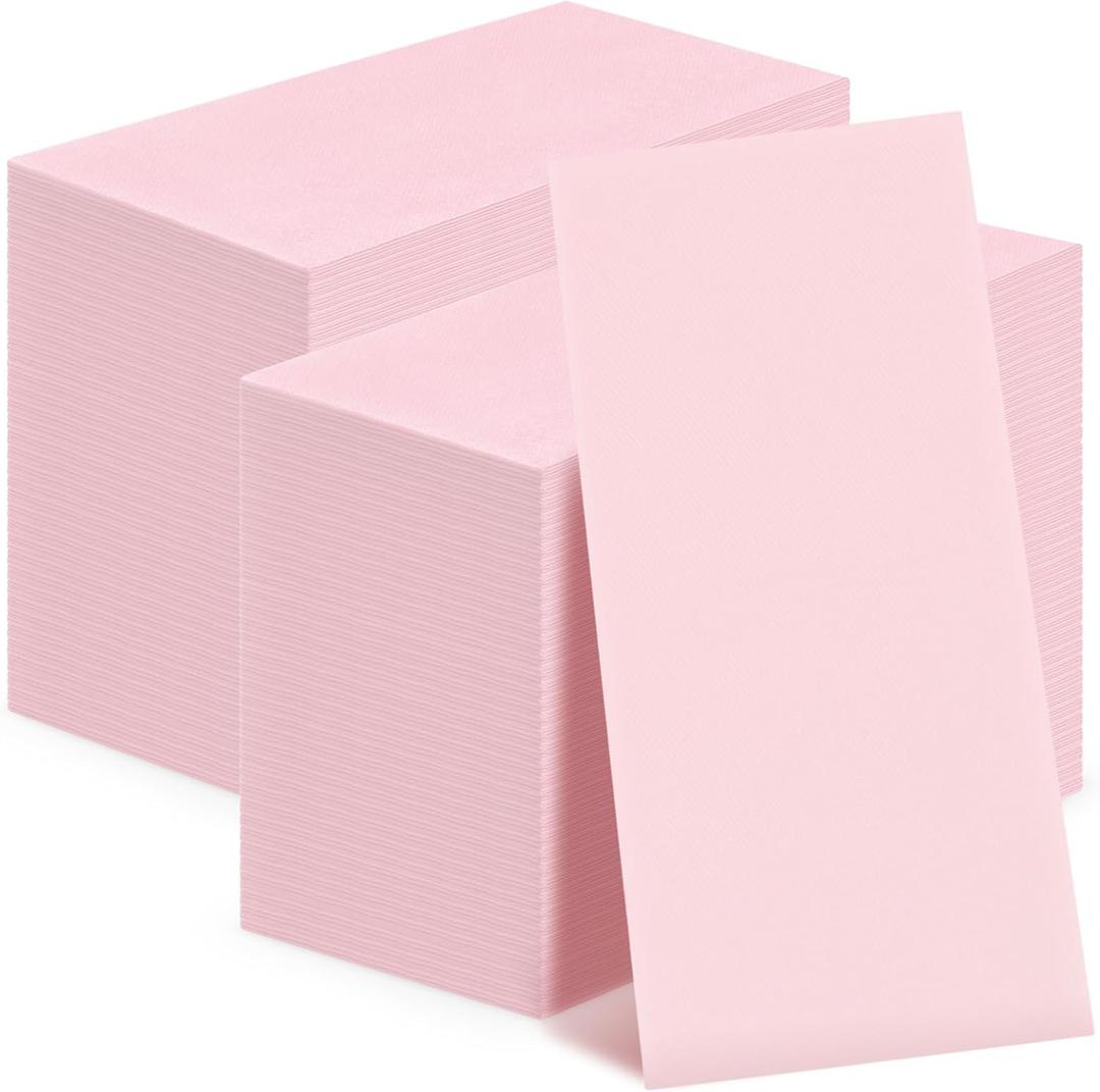 Qilery 100 Pcs Linen Feel Disposable Dinner Napkins Decorative Paper Napkin 17"x12" Paper Soft Hand Towel Absorbent Disposable Guest Towel for Kitchen Wedding Party(Pink)