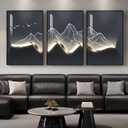 Large Framed Modern Abstract Mountain Wall Art for Living Room, 3 Piece Contemporary Minimalist Prints Paintings, Elegant Luxury Pictures for Entryway, Bedroom, Home Office Wall Decor 24x36 In, 24" W X 36" H X 3pcs