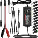 Universal Power Supply 3V~24V 3A 72W Adjustable Variable 3V 5V 9V 12V 18V 20V 24V AC/DC Adapter Charger, 100V-240V AC to DC Converter with 15 Tips, Polarity Converter and 4-Way Power Splitter Cable