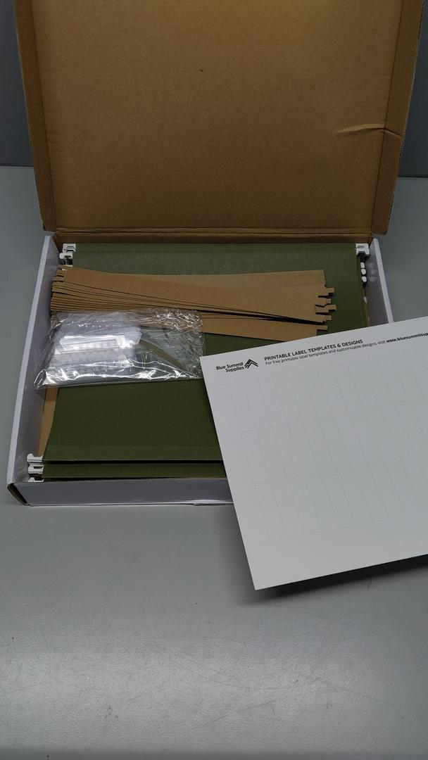 25 Blue Summit Supplies Legal Size Hanging File Folders – Standard Green Hanging File Folders Legal Size, Durable 12pt Paper with Plastic Tab and Paper Inserts Included