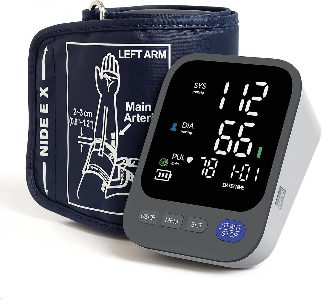 Blood Pressure Monitor for Home Use, Large LED Display BP Machine with Adjustable Cuff Fits 8.7"16.5" Arms, 2-User 240 Memory, USB-C or Battery Powered