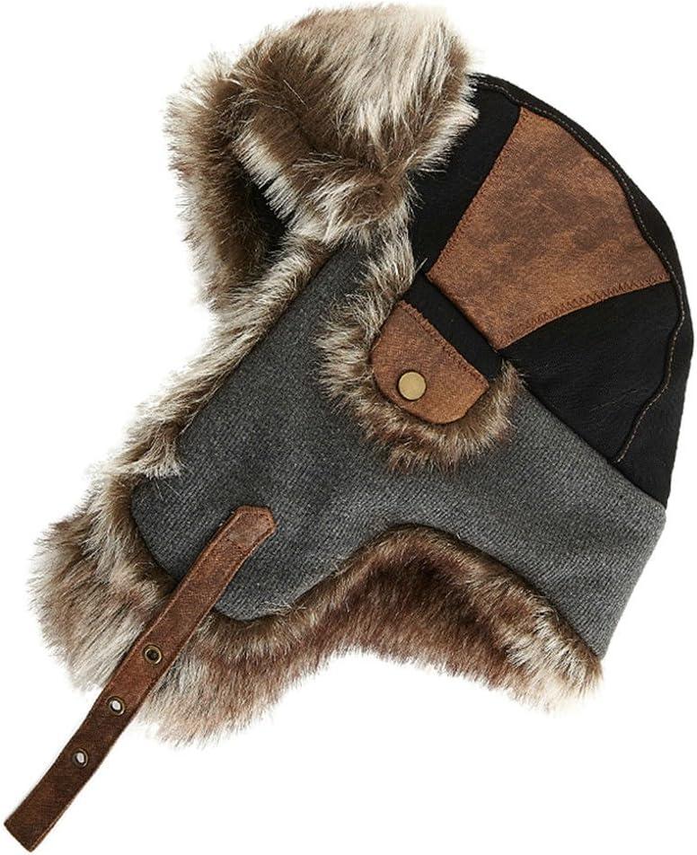 Winter Bomber Hat for Men Hunting Ushanka Russian Warm Trapper Bomber Hunting Hiking Skiing Cap Black X-Large XL