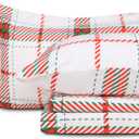 Gogreen Christmas Sheet Set 4PC Deep Pocket Queen Size Bedding Set, Breathable & Ultar Soft, Hotel Style Christmas Decor, Gifts for Kids, Women, Men - Christmas Simple Plaid