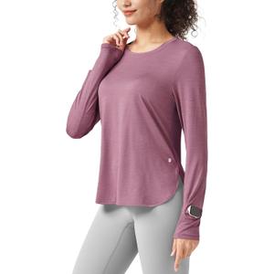 WILLIT Women's Long Sleeve Workout Tops Running Athletic Quick Dry Shirts Lightweight Yoga Gym T-Shirts UPF 50+ (Purple, S)