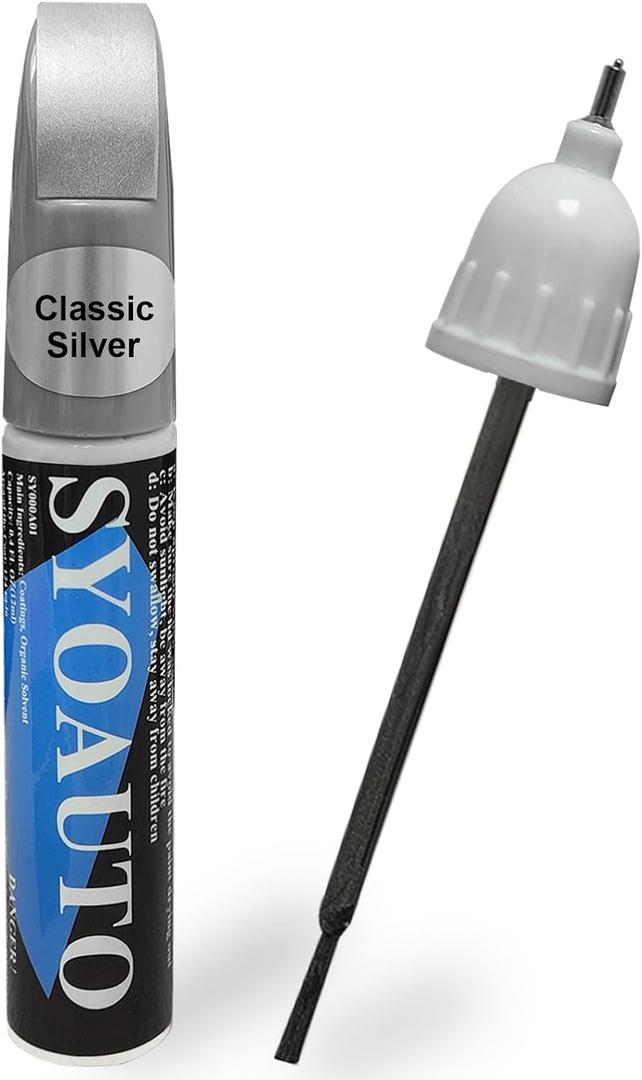 SYOAUTO Classic Silver 1F7 Touch Up Paint Fit for Toyota Cars Auto Touch up Paint Scratch Repair Pen Brush and Tip 2 In 1 Classic Silver 1F7