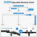 Photo Video Studio Large 20x7ft Adjustable Backdrop Stand, Photography Background Support System Kit with 310 Angle Rotatable Connector, 8 Clamps, 3 Sandbags and Carrying Bag, 7x20ft