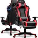 GTPLAYER Gaming Chair with Bluetooth Speakers, Adjustable Backrest and Height, 3D Armrests, Footrest, Ergonomic Computer Chair for Gamers (Brick Red)