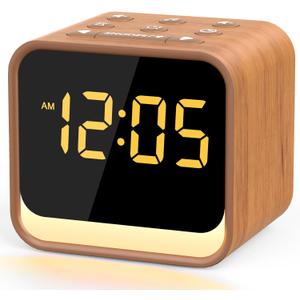 Housbay Wooden Sound Machine Alarm Clock for Bedrooms - Gentle Wake-Up with Birdsong, White Noise for Sleeping, Small Digital Clock for Phone-Free Routine (Oak)