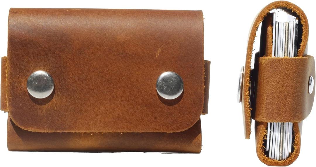 Toprank Genuine Leather Slim Wallet & Card Holder  Handmade Minimalist Design for Men & Women, Vintage Distressed Look (Camel)