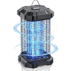 Bug Zapper Outdoor, 4200V Electric Mosquito Zapper Indoor, Insect Fly Zapper Waterproof with 5ft Power Cord, Mosquito Killer for Home, Patio, Kitchen, Backyard, Camping, Plug-in