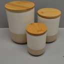 vancasso Sabine Ceramic Canister Set with Airtight Wood Lids - 3-Piece Kitchen Storage for Flour, Sugar, Coffee, Tea & Spices - Modern Countertop Decor