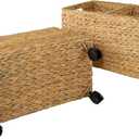 PEMAR Set of 2 Nesting Rolling Hyacinth Baskets, 2 Different Sizes (L & M)