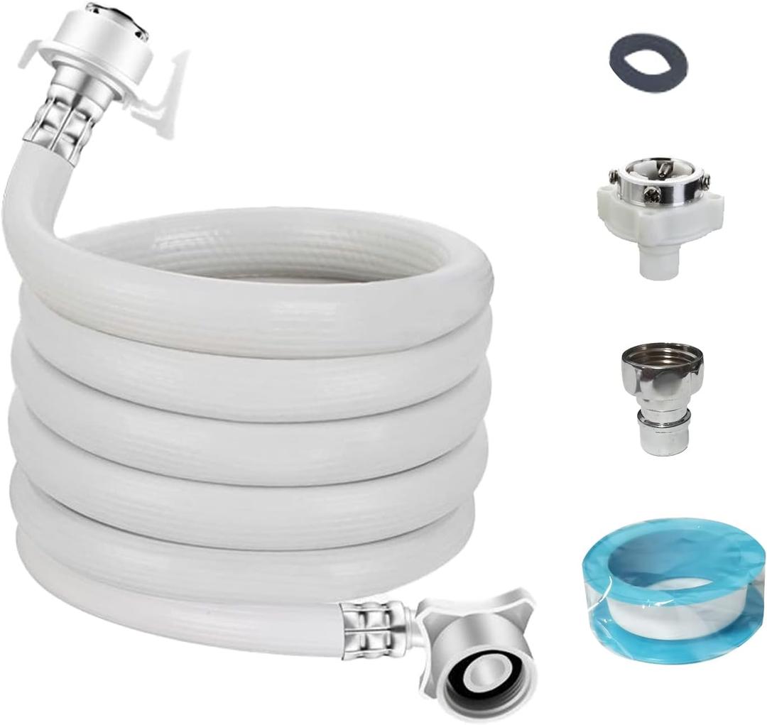 Washing Machine Inlet Hose, Burst Proof Washing Machine Water Inlet Pipe, Washer Pipe with Connectors, Water Inlet Connection Supply Line, White Long Universal PVC Hose (2 m/ 6.56 ft)