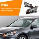 Headlights for 08-12 Honda Accord Headlight Assembly for 2008 2009 2010 2011 2012 Honda Accord 4-Door Sedan Headlamp Replacement Driver and Passenger Side, Black Housing Amber Corner
