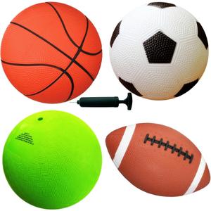 Sports Balls for Kids & Toddlers  (Pack of 4) 5inch Sports Set Includes Football, Small Size Soccer, Basketball, and Playground Balls, Fun Indoors & Outdoor Toys (Hand Pump Included)