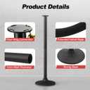 BATTIFE Plastic Stanchion Posts with Black Velvet Ropes and Weighted Rubber-Plastic Base, Crowd Control and Queue Management Barrier Poles for Party, Event, Red Carpet (2 Pack)