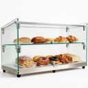 Malphi 26in. Tiered Pastry Bakery Display Case with Glass Shelf and Sliding Door,2.3cu. ft. Capacity|Large Bread Cookie Display Box (26IN/2.30Cu.ft)