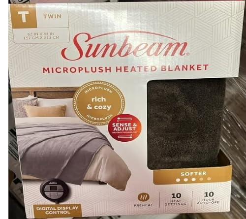 Sunbeam Royal Luxe Night Fog Heated Blanket 12-Heat Settings Auto Off Machine Washable Twin 62x84
