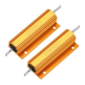 uxcell 2Pcs Aluminum Case Resistor 100W 50 Ohm Wirewound Yellow for LED Replacement Converter 100W 50RJ