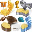 4 Pcs Football Cake Pop Mold Set, Rugby Shaped Cake Pop Cutter and Pusher with 200 Sticks, Jersey & Helmet & Trophies & Football Molds, 2026 New 3D Baking Tools for Sport Themed Game, Party