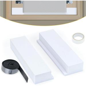 2 Pack Foam Block for U-Shape Window AC Units,Window AC Curtain Side Foam Block with Weather Seal Tape,Stop Cold Drafts Air Leak,Winter Summer,Compatible with Midea Air Conditioner