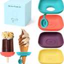 2 x Silicone Popsicle Holders for Kids, 4pcs Reusable Pop Holders for Toddlers, No mess Ice Cream Holder for Summer and Birthday Party, Adjustable Clips, Dishwasher Safety, 2-in-1