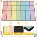 7.6x12 ft Large Pastel Checkered Classroom Rug Colorful Checkered Educational Area Mat Rainbow Play Carpet Back to School Learning Mat for Preschool Playroom Nursery Kindergarten(Pastel Rainbow)
