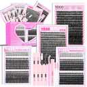 YIDUO Manga Lash Clusters Kit 40D+60D+80D+100 Fairy Spikes+Bottom Clusters Lashes Extensions Kit with 2X Bond and Seal 1094 Pcs 8-18mm Wispy Individual Eyelash Cluster Kit DIY at Home Easily